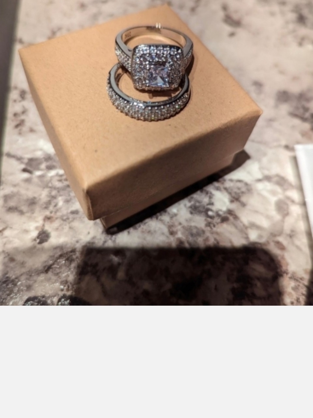 .925 Sterling Silver Halo Pavé Engagement Ring Set - White